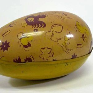Vintage German Tin Easter Egg Candy Holder